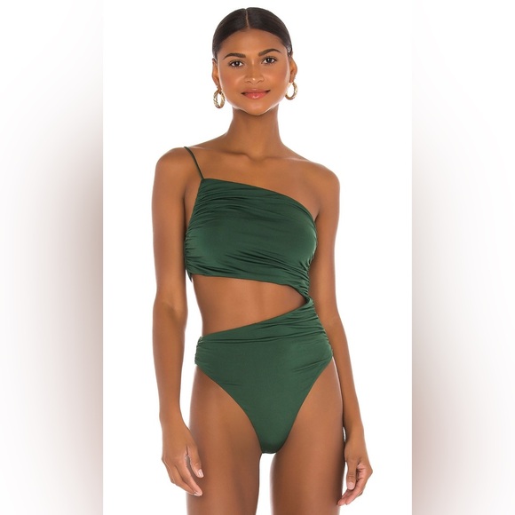 Revolve Superdown Veronica Cut Out Bodysuit in Forest Green (NWOT) - Picture 2 of 10